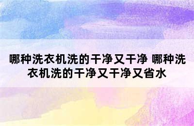 哪种洗衣机洗的干净又干净 哪种洗衣机洗的干净又干净又省水